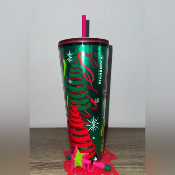 🌲 NEW Starbucks Limited Edition Holiday Tumbler w/Silicone Straw Topper SOLD OUT - Picture 5 of 15